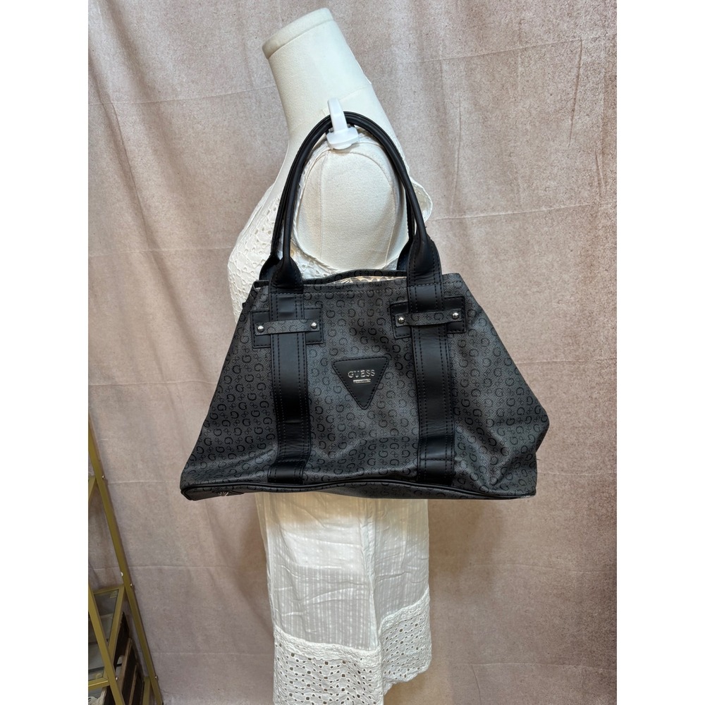 Guess Monogram G Logo Tote Bag Grey Black Print Lining DD309330